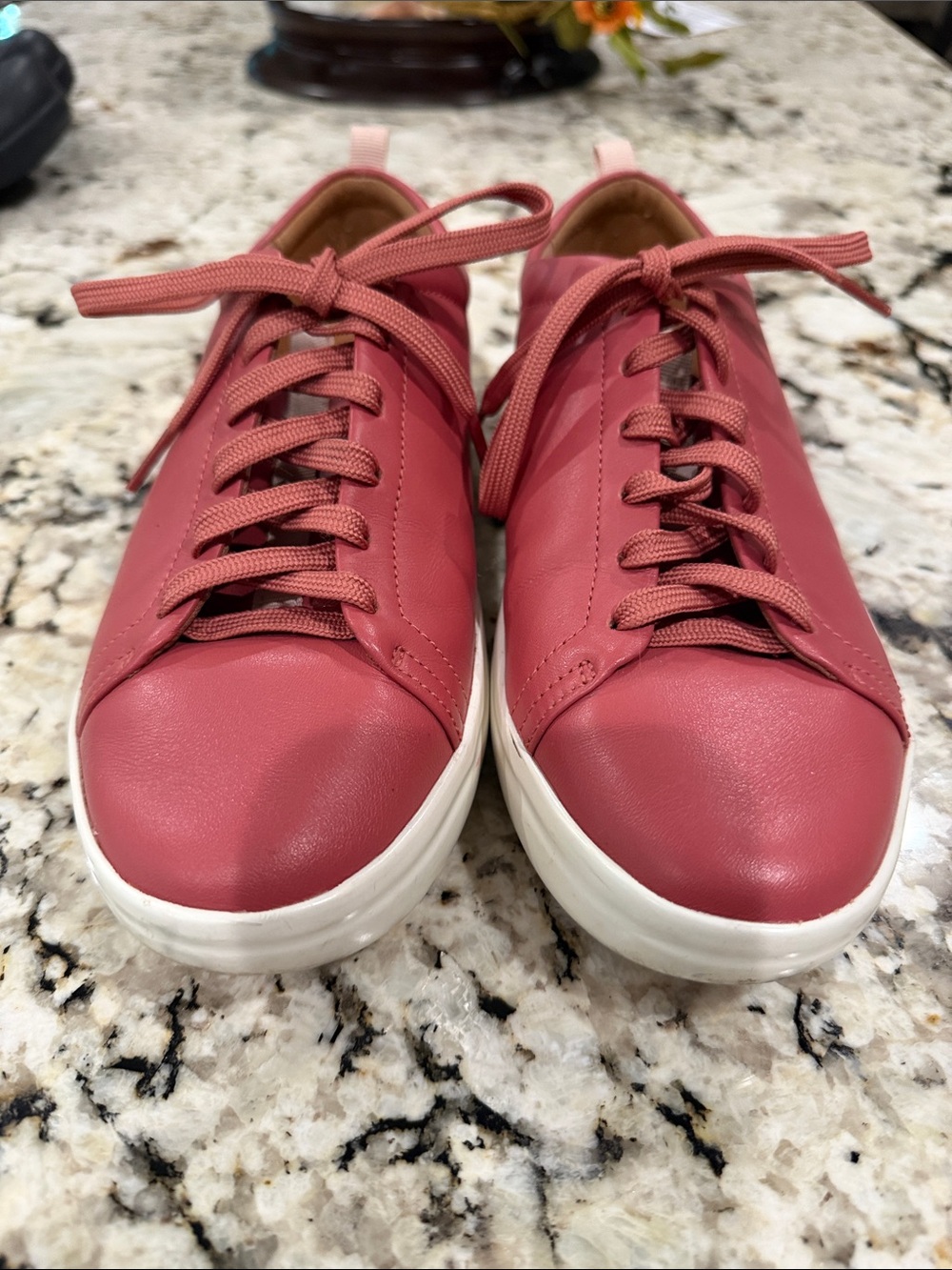 Vionic Women's Lace-Up Sneakers in Dusty Rose with White Sole